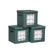 Christmas Ornament Storage Box – Fabric – Green – 64 Compartment Design with Modular Dividers