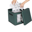 Christmas Ornament Storage Box – Fabric – Green – 64 Compartment Design with Modular Dividers