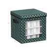 Christmas Ornament Storage Box – Fabric – Green – 64 Compartment Design with Modular Dividers