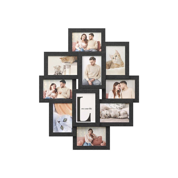 Photo Frame Collage – MDF – White – Wall-Mounted for 10 Photos (4" x 6")