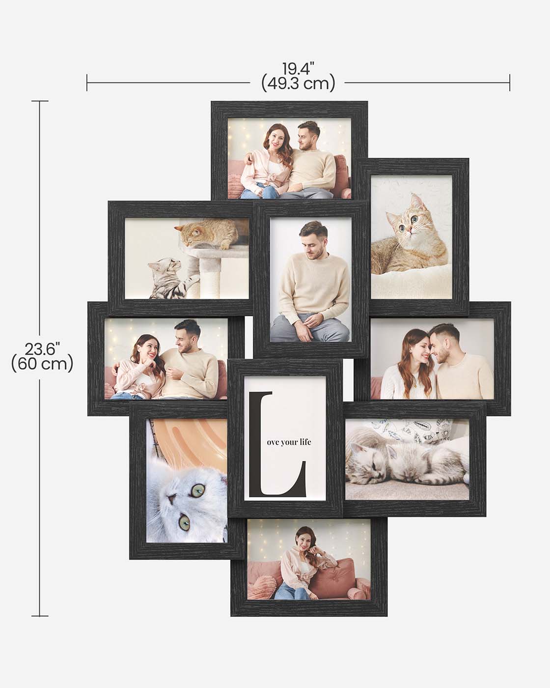 Photo Frame Collage – MDF – White – Wall Mounted for 10 Photos in 4