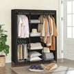 Portable Closet – Non-Woven Fabric – Black – Covered with Iron Mesh Shelves and Hanging Area