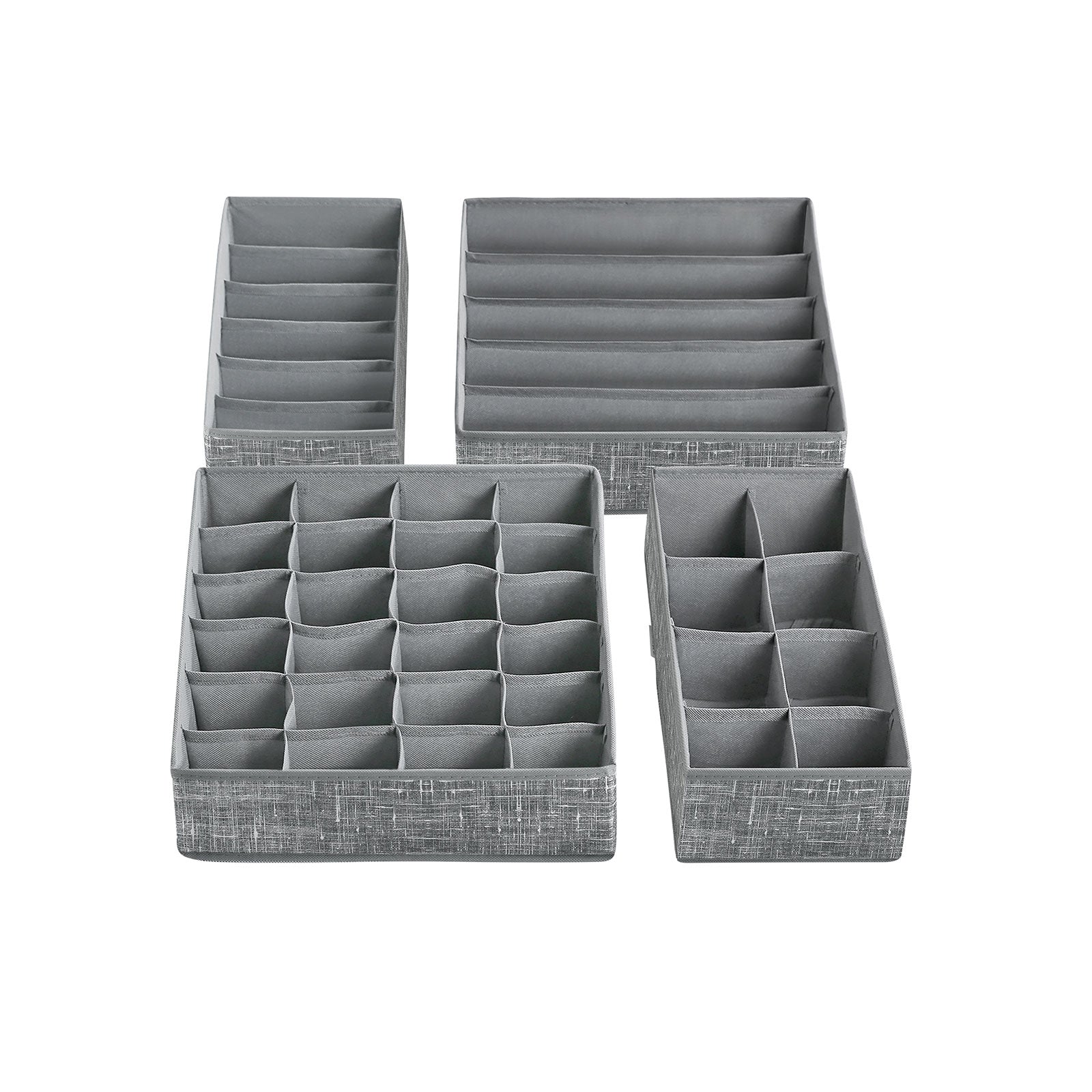 Set of 4 Drawer Organizers – Fabric – Dark Grey – Collapsible and Foldable for Clothing Accessories
