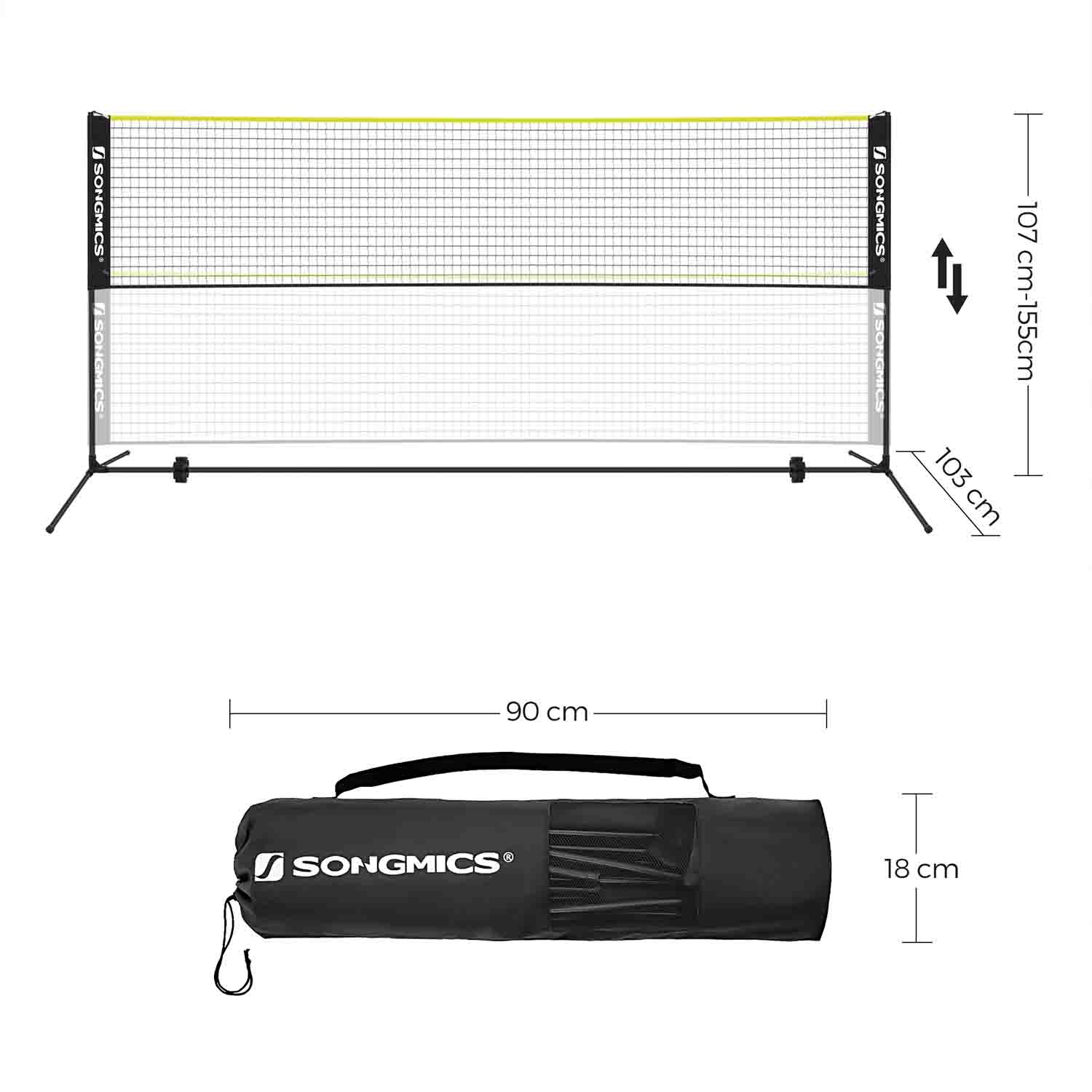 Portable Badminton Net – Adjustable Poles – 5m – Height Adjustable