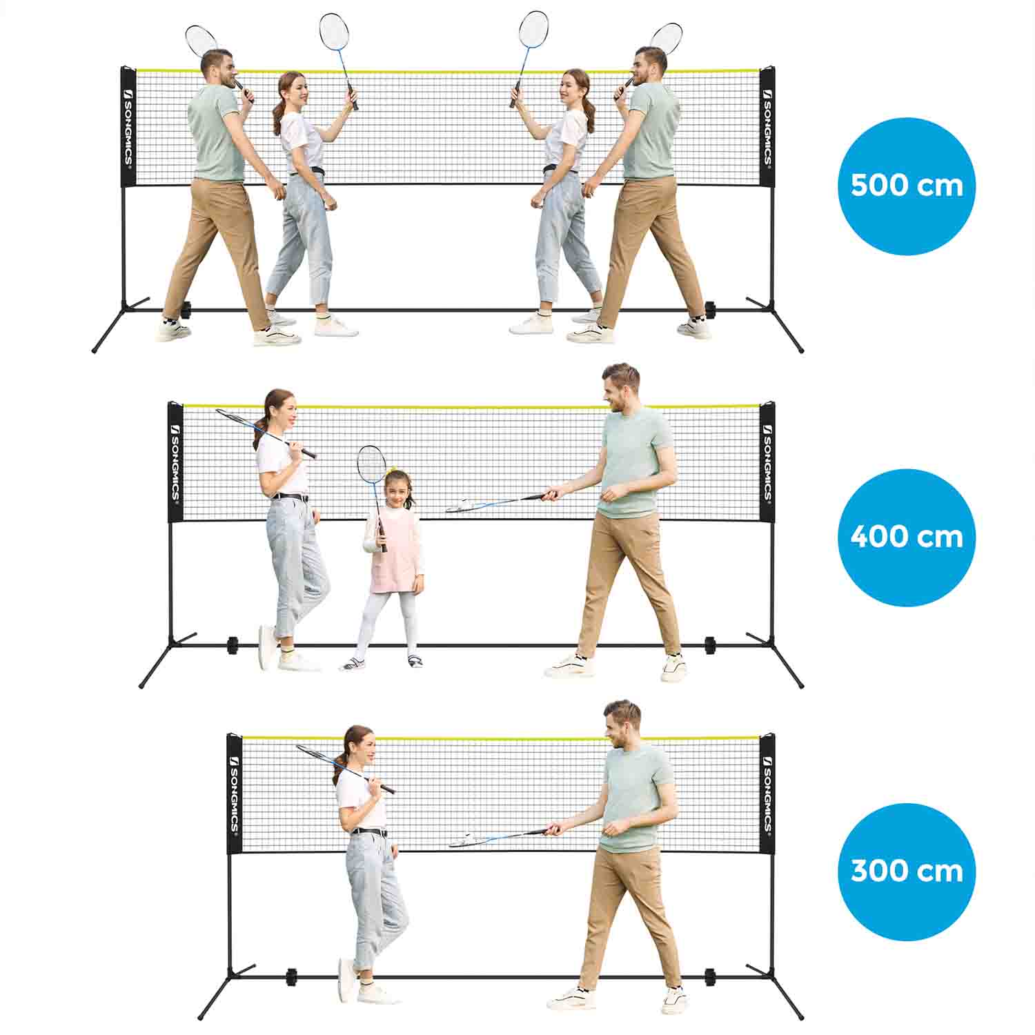 Portable Badminton Net – Adjustable Poles – 5m – Height Adjustable