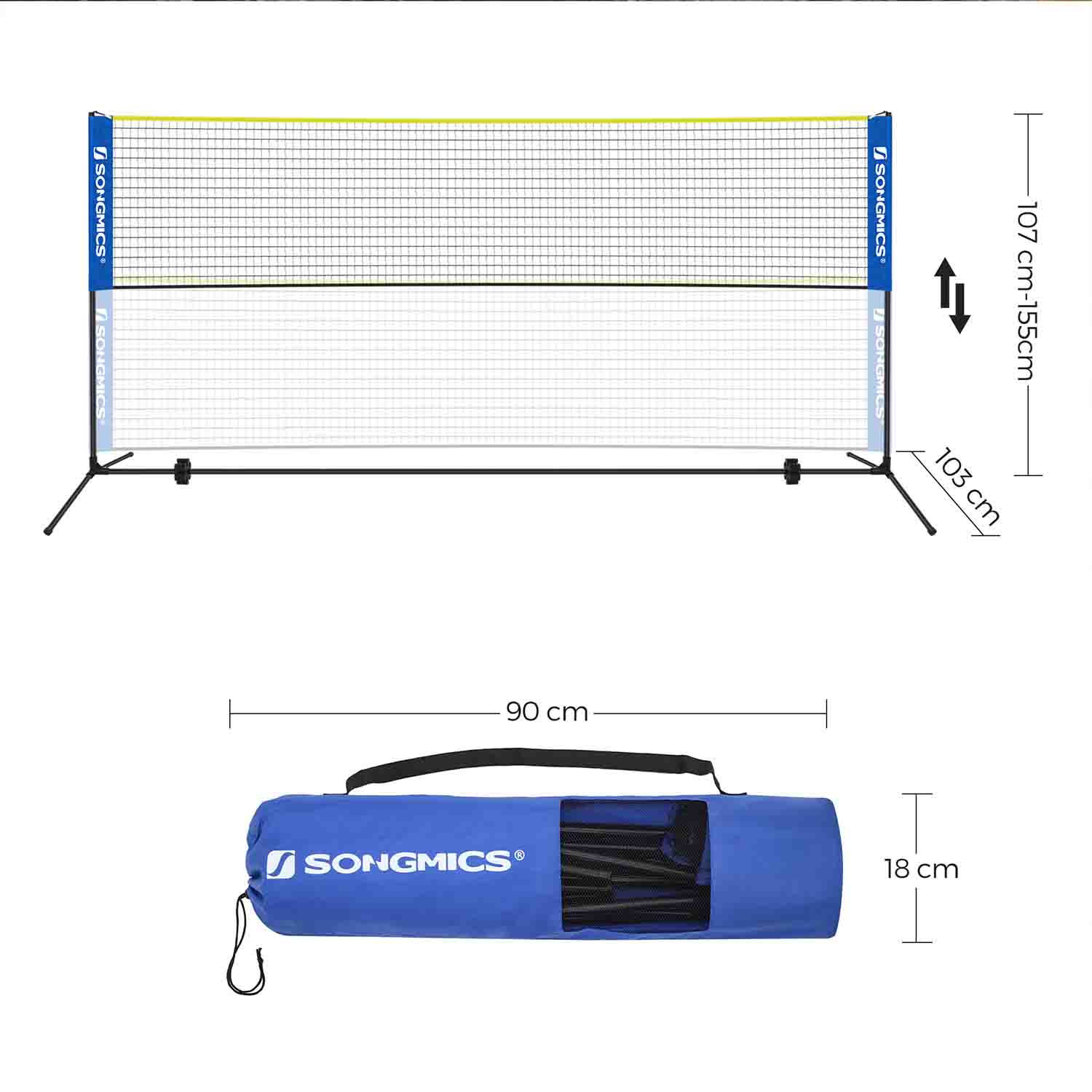 Badminton Net Set – Adjustable Height – 5m – Includes Poles