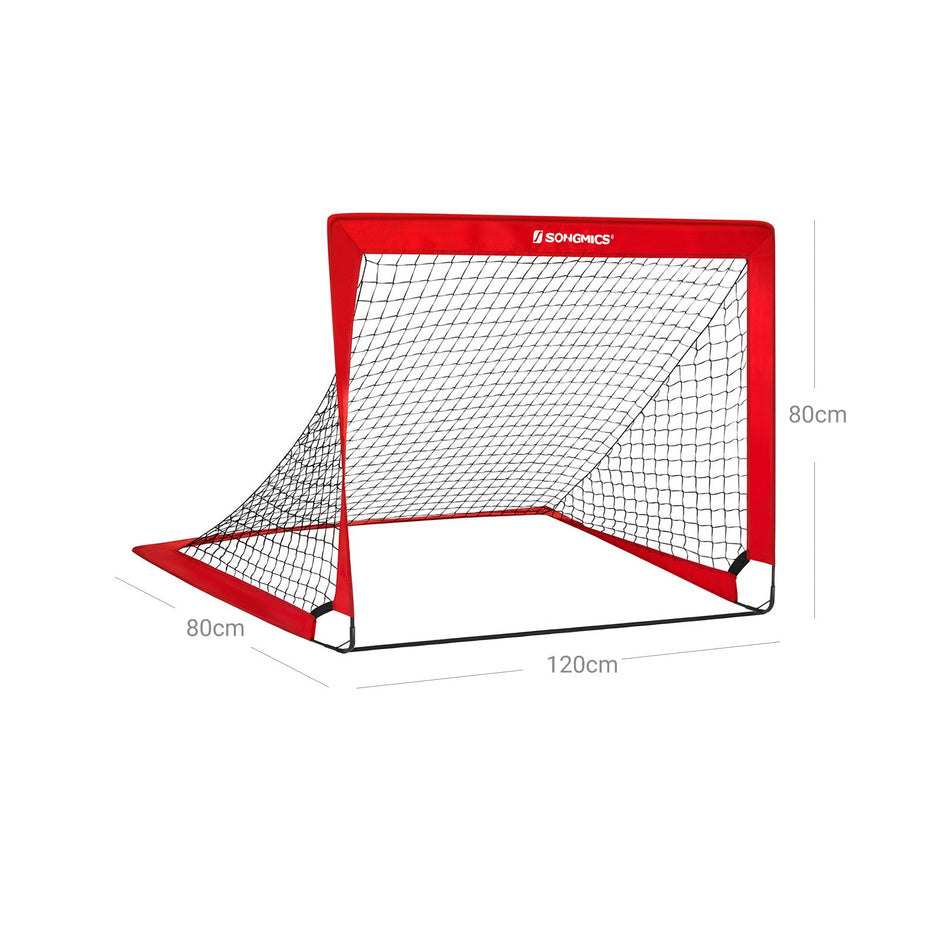 Folding Soccer Goal Set – Steel and Fiberglass – Red – Quick Assembly, Set of 2