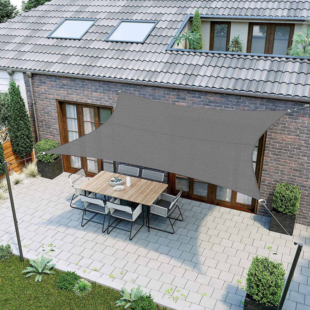 Sun Shade Sail – Tear-Resistant Polyester – Smoky Grey – 93% UV Protection, Water-Resistant