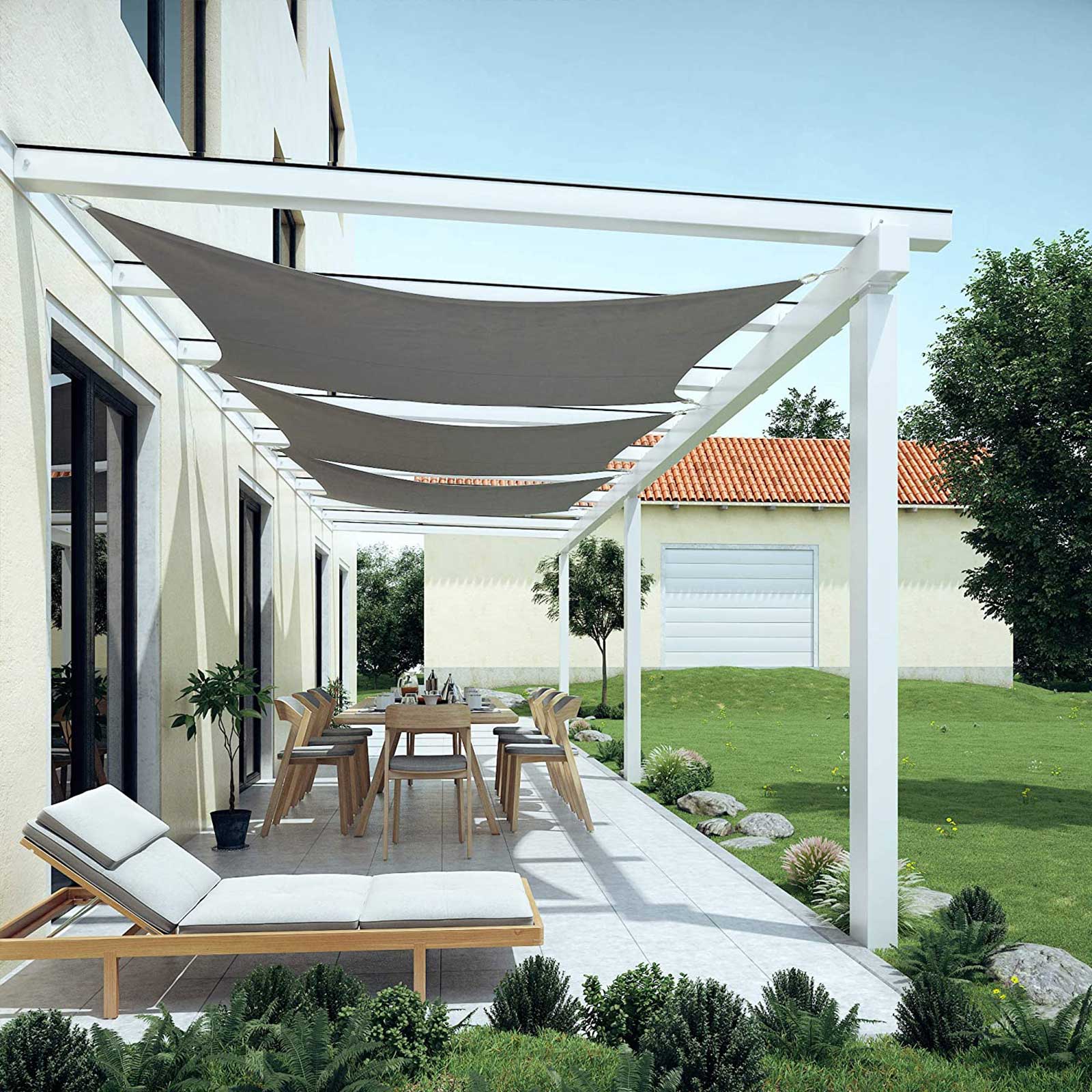Sun Shade Sail – Tear-Resistant Polyester – Smoky Grey – 93% UV Protection, Water-Resistant