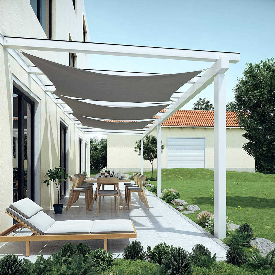 Sun Shade Sail – Tear-Resistant Polyester – Smoky Grey – 93% UV Protection, Water-Resistant