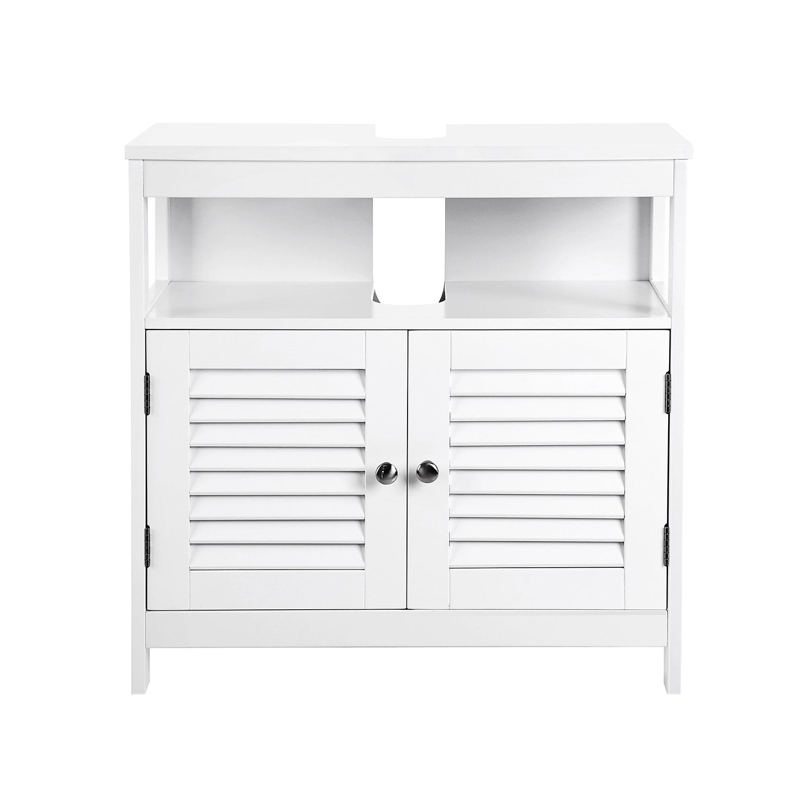 Under Sink Cabinet – MDF – White – Damp-Resistant, Double Shutter Doors, 2 Compartments