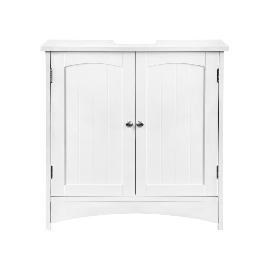 Under Sink Storage Cabinet – Wood – White – Adjustable Shelves, Moisture-Proof