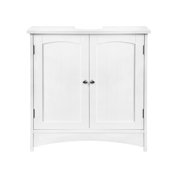 Under Sink Storage Cabinet – Wood – White – Adjustable Shelves, Moisture-Proof