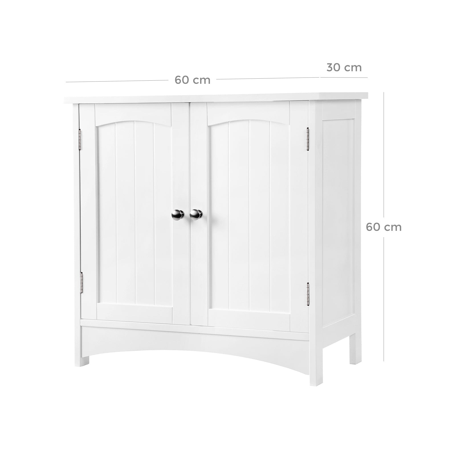 Under Sink Storage Cabinet – Wood – White – Adjustable Shelves, Moisture-Proof
