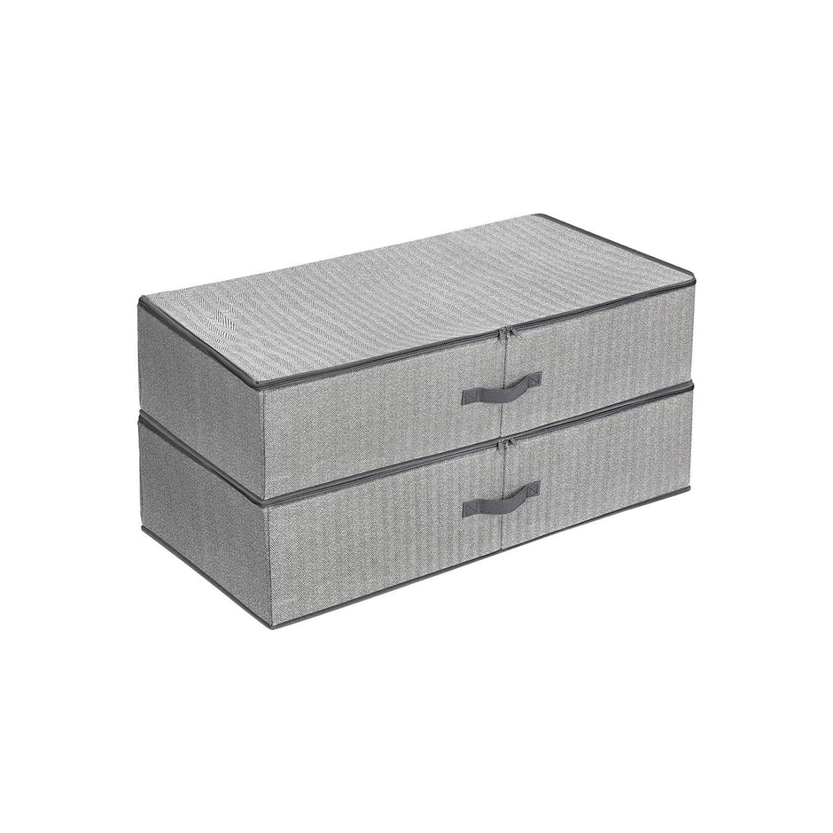 Underbed Storage Bag – Fabric – Grey – Foldable with Adjustable Divider