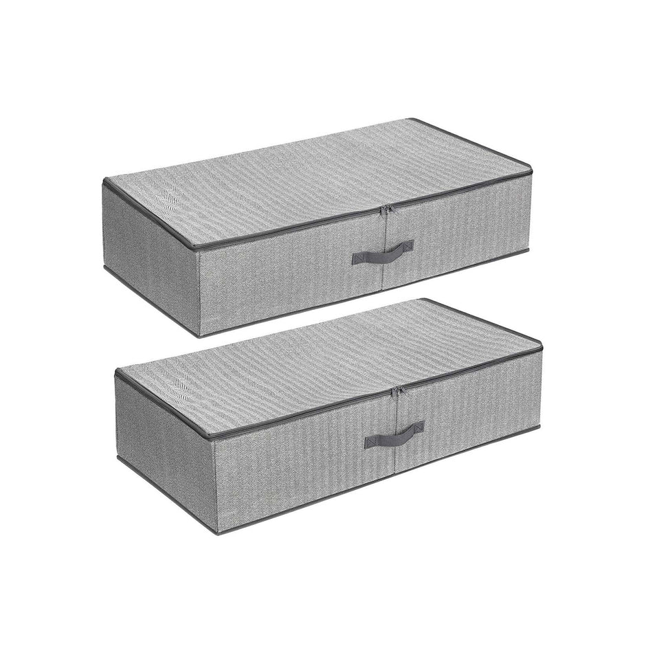 Underbed Storage Bag – Fabric – Grey – Foldable with Adjustable Divider