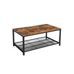 Coffee Table – Wood – Rustic Brown – Large Storage with Dense Mesh Shelf