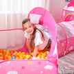 Kids Play Tent – Fabric – Pink – 3-in-1 Unicorn Princess Theme with Tunnel and Ball Pit