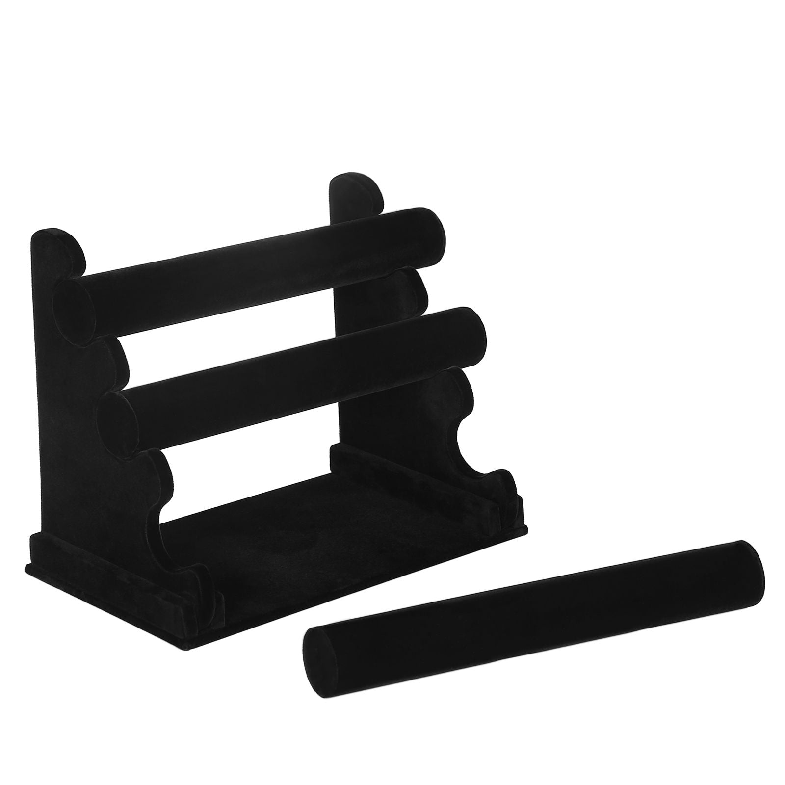 Jewellery Display Stand – Velvet – Black – 3-Bar Tangle-Free Organizer