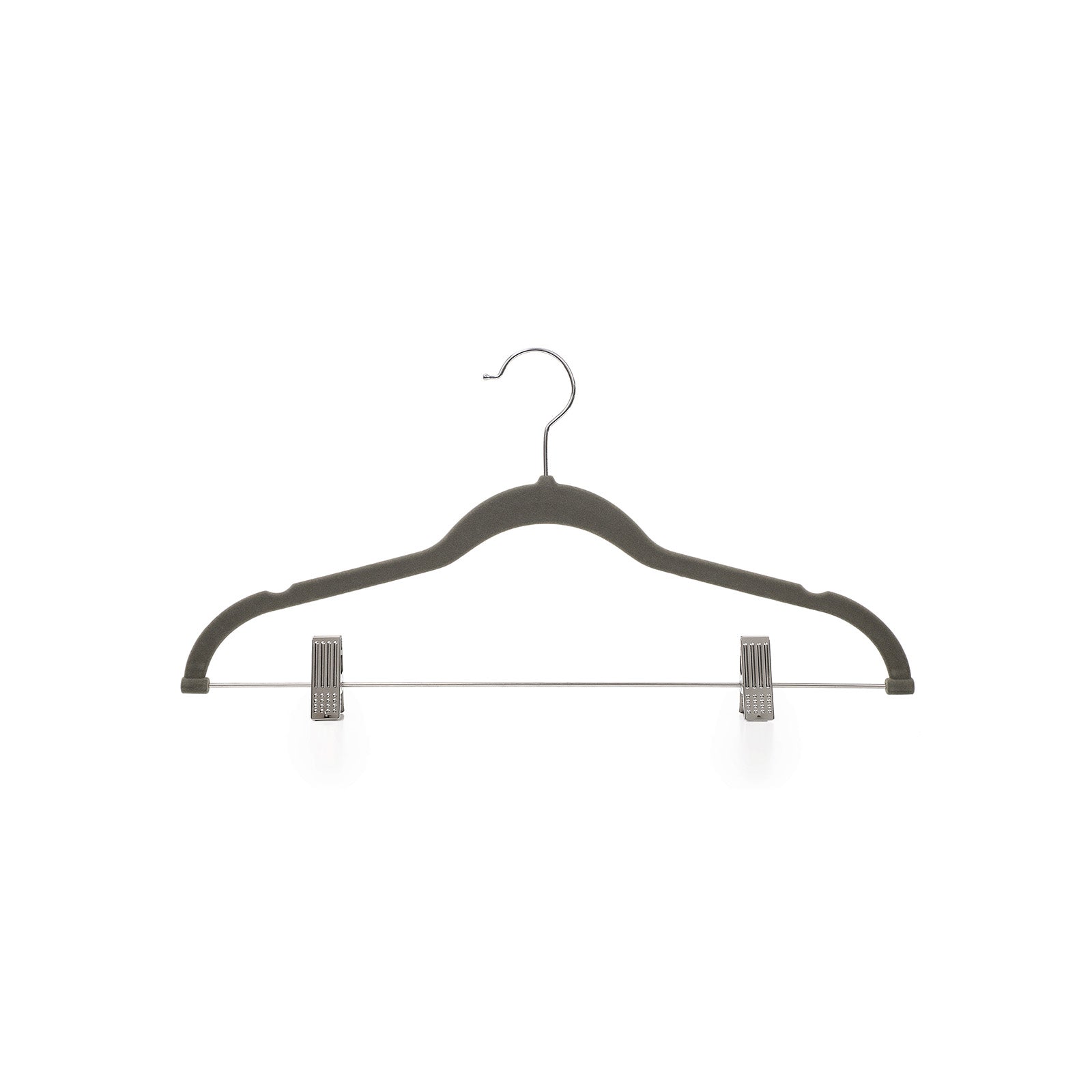 Velvet Trouser Hangers – Velvet – Grey – Non-Slip with 360 Rotating Hook and Clips