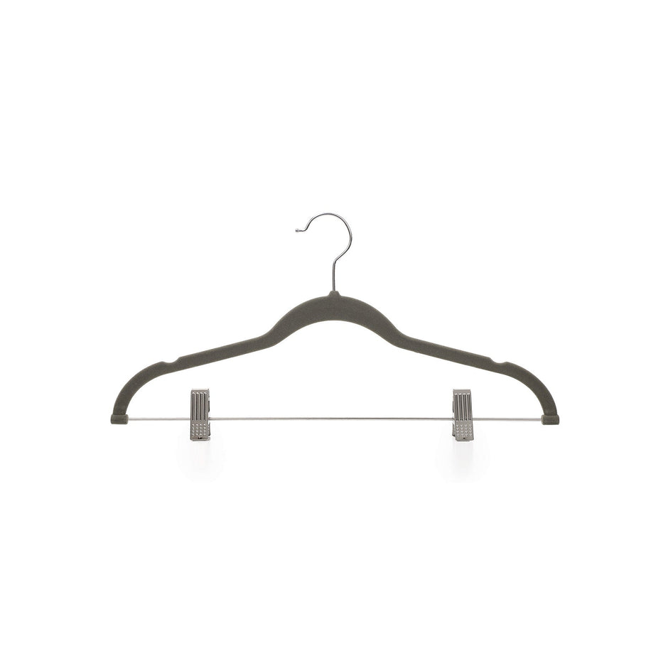 Velvet Trouser Hangers – Velvet – Grey – Non-Slip with 360 Rotating Hook and Clips