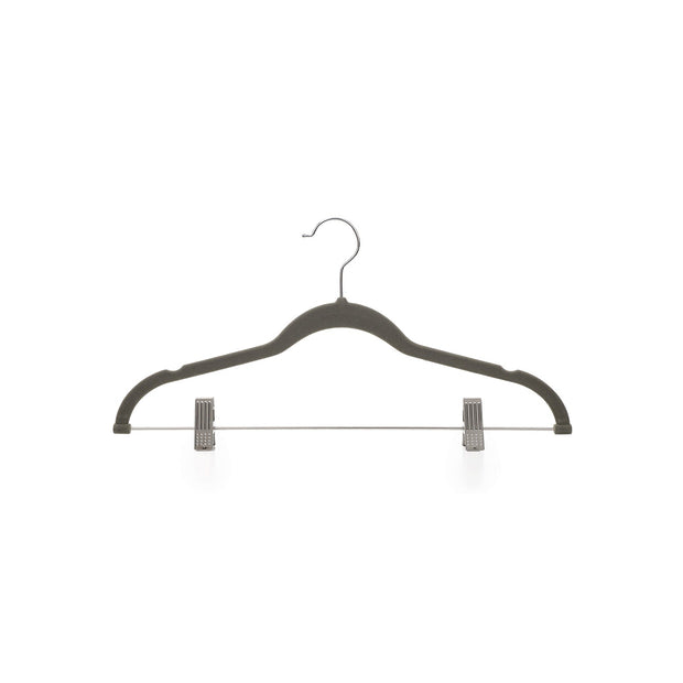 Velvet Trouser Hangers – Velvet – Grey – Non-Slip with 360 Rotating Hook and Clips