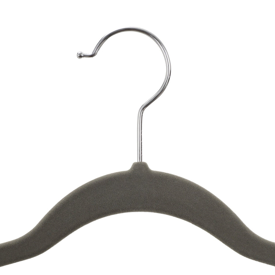 Velvet Trouser Hangers – Velvet – Grey – Non-Slip with 360 Rotating Hook and Clips