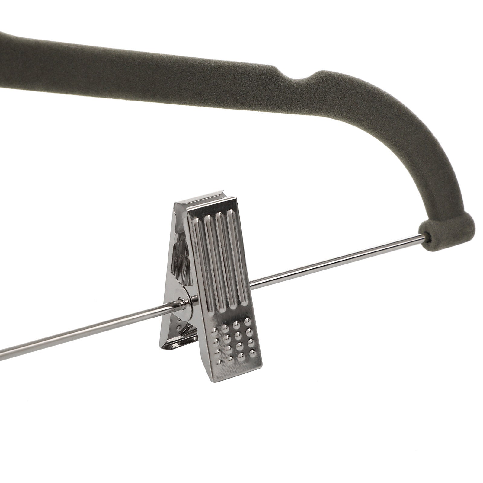 Velvet Trouser Hangers – Velvet – Grey – Non-Slip with 360 Rotating Hook and Clips