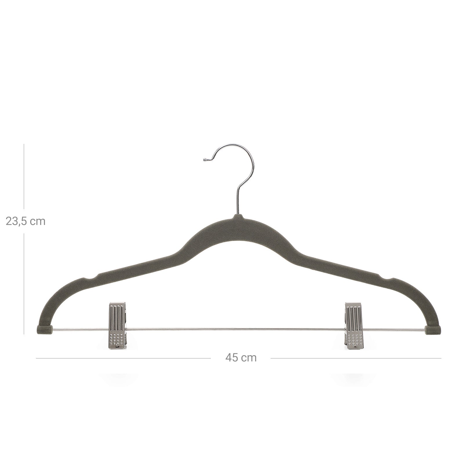 Velvet Trouser Hangers – Velvet – Grey – Non-Slip with 360 Rotating Hook and Clips