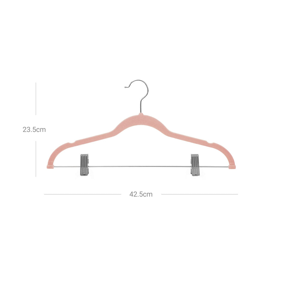 Velvet Trouser Hangers – Velvet – Grey – Non-Slip Space Saving with Clips and 360° Rotating Hook, 12 Piece Set