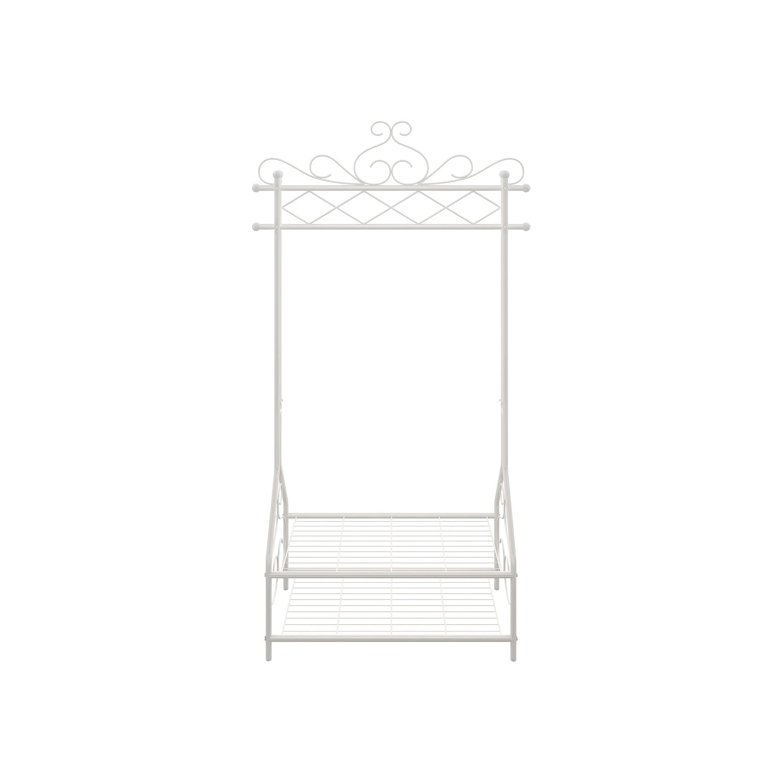 Vintage Coat Rack – Metal and Wood – Cream – Includes Garment Rail and 2 Shelves