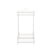 Vintage Coat Rack – Metal and Wood – Cream – Includes Garment Rail and 2 Shelves