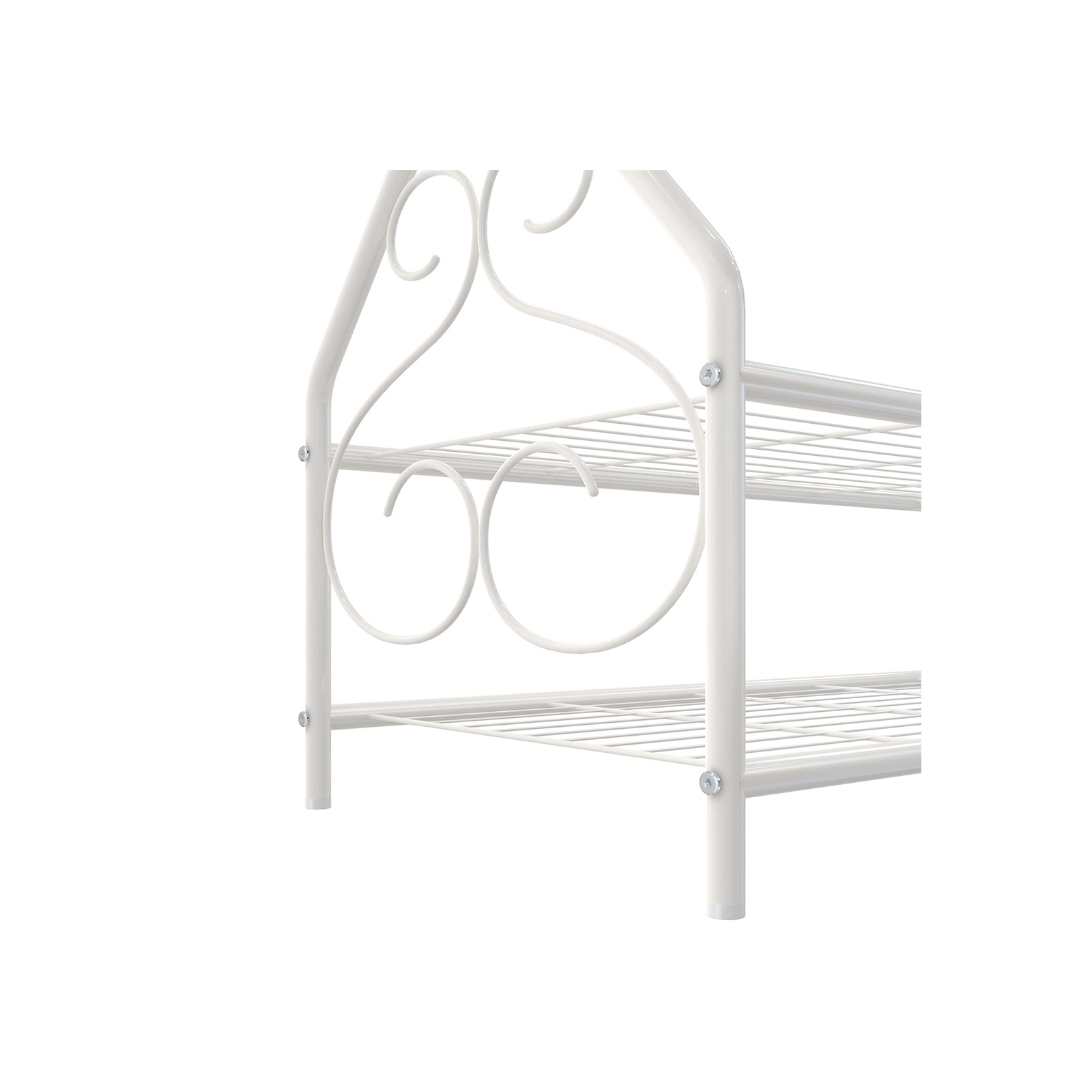 Vintage Coat Rack – Metal and Wood – Cream – Includes Garment Rail and 2 Shelves