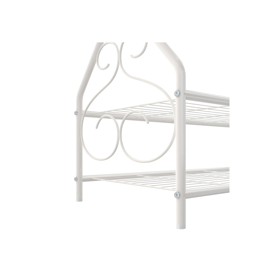 Vintage Coat Rack – Metal and Wood – Cream – Includes Garment Rail and 2 Shelves