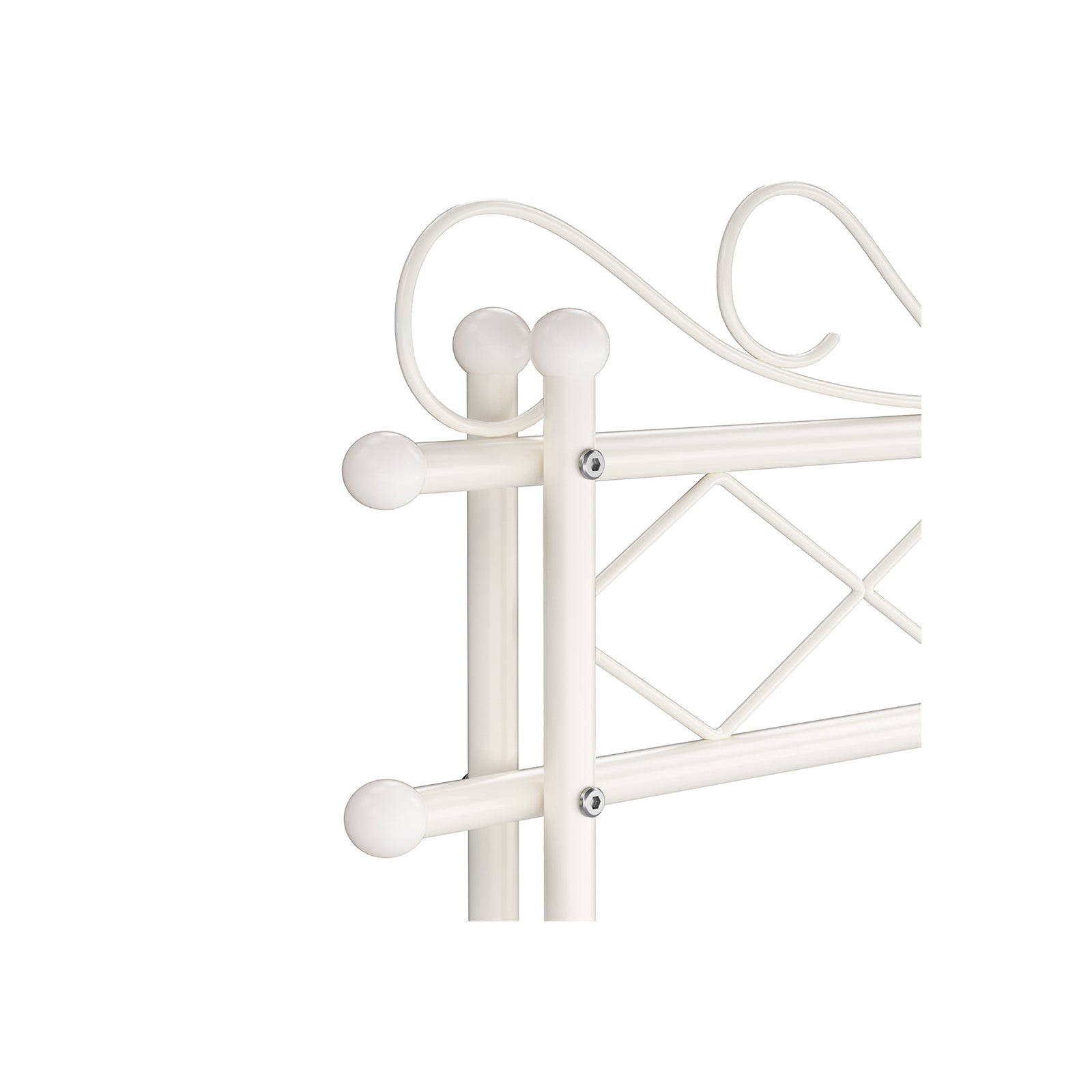 Vintage Coat Rack – Metal and Wood – Cream – Includes Garment Rail and 2 Shelves
