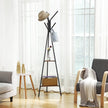Coat Rack Stand – Metal – Black – Vintage Industrial Style with 2 Shelves