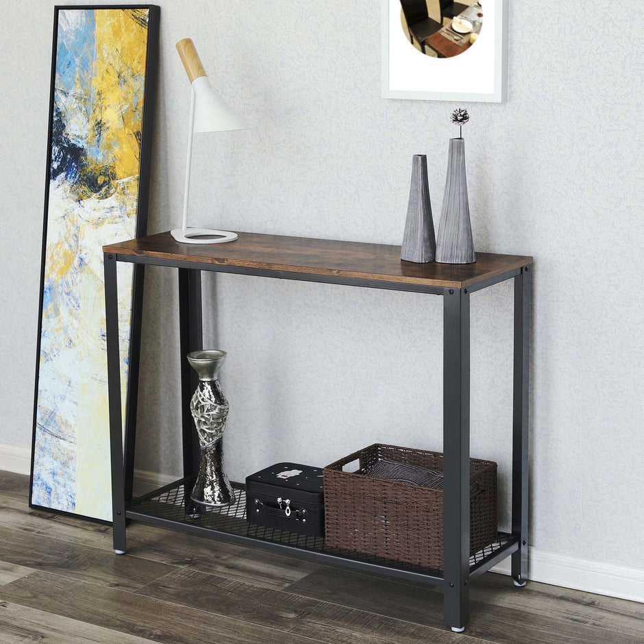 Vintage Console Table – Wood – Brown – Stable Design for Entryway and Living Room