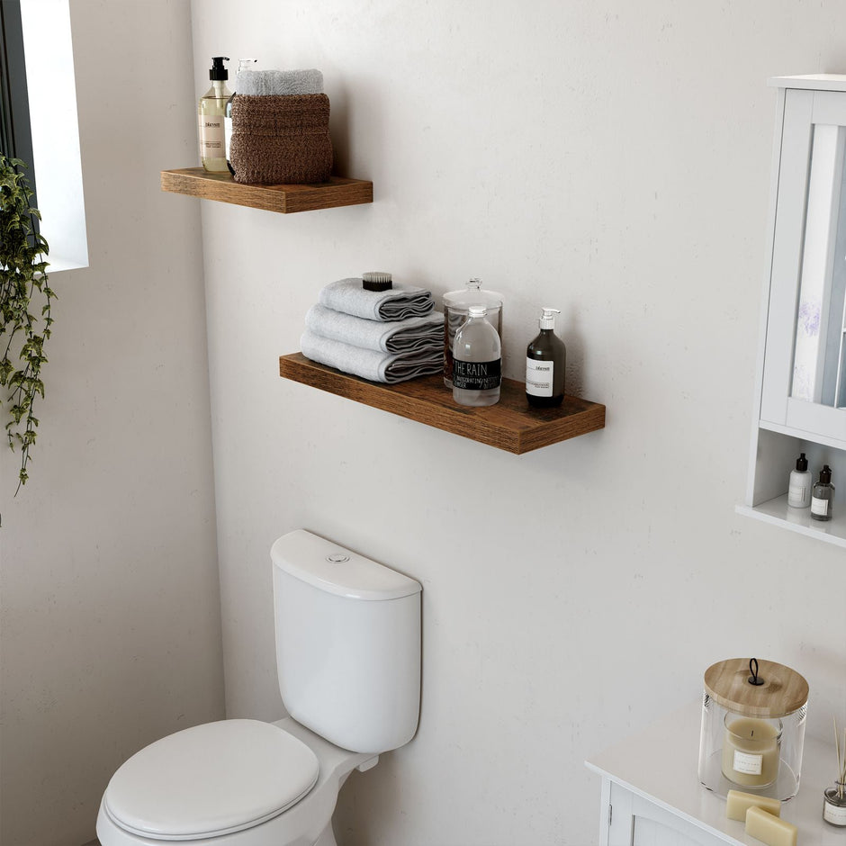 Floating Shelf – MDF – Rustic Brown – Wall Mounted Display Storage