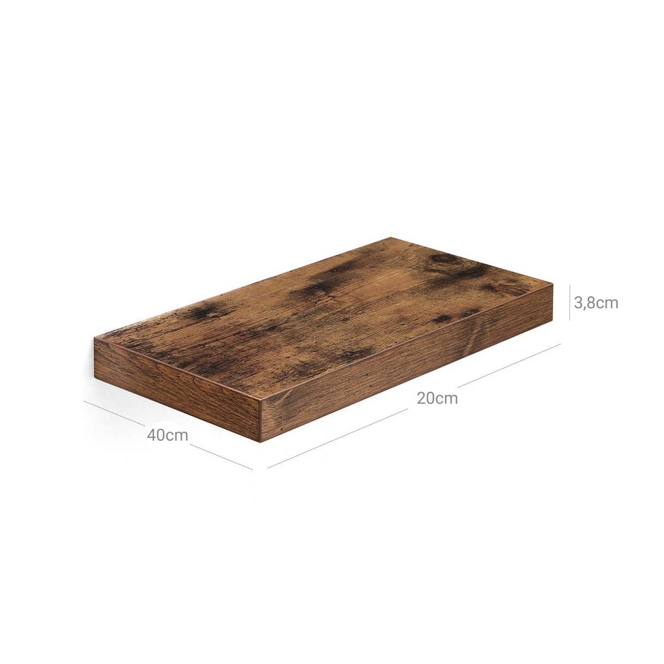 Floating Shelf – MDF – Rustic Brown – Wall Mounted Display Storage