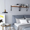 Vintage Floating Shelves – Wood and Metal – Rustic Brown – Set of 2 Wall Mounted Display Ledges