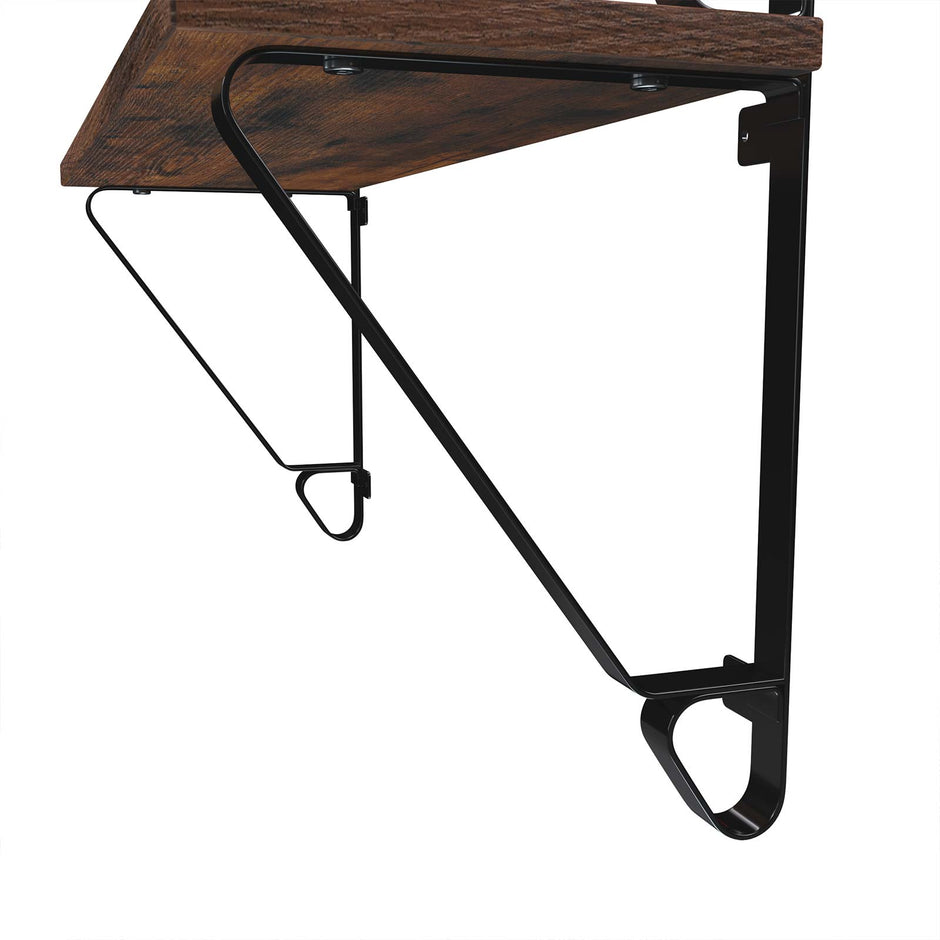 Vintage Floating Shelves – Wood and Metal – Rustic Brown – Set of 2 Wall Mounted Display Ledges