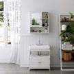 Wall Cabinet – Wooden – White – Wall Mounted with Mirror and Adjustable Shelf
