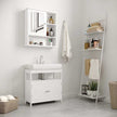 Wall Cabinet – Wooden – White – Wall Mounted with Mirror and Adjustable Shelf