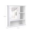 Wall Cabinet – Wooden – White – Wall Mounted with Mirror and Adjustable Shelf