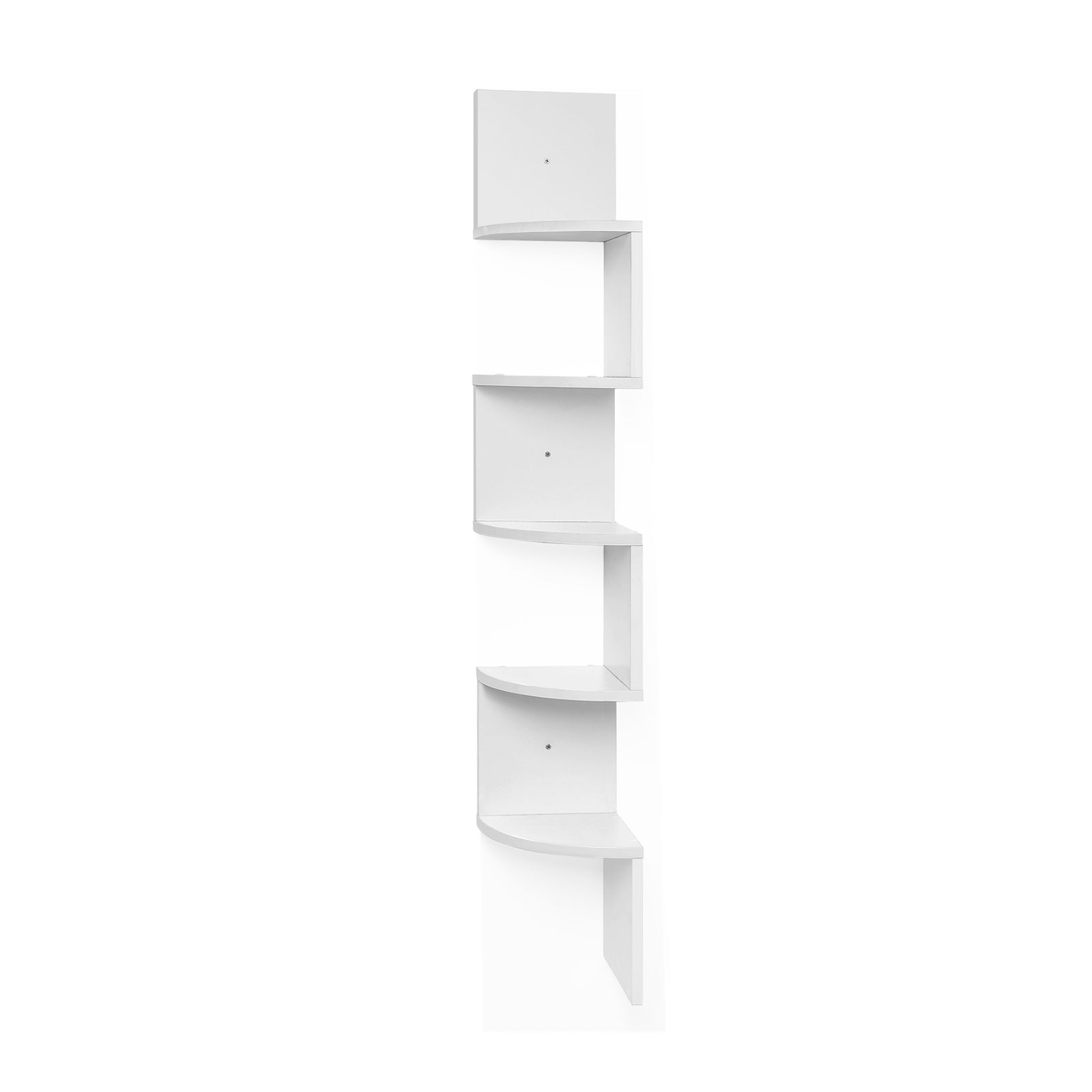 5-Tier Floating Wall Corner Shelf – Wood – White – Zigzag Design