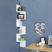 5-Tier Floating Wall Corner Shelf – Wood – White – Zigzag Design