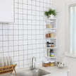 5-Tier Floating Wall Corner Shelf – Wood – White – Zigzag Design