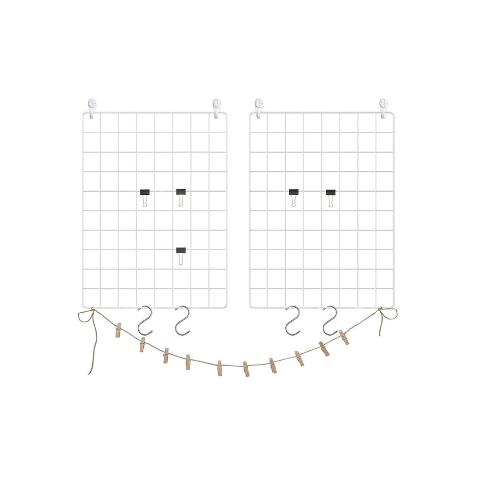 Wall Grid Photo Display – Metal Mesh – Rose Gold – Multifunctional Art Decor with Clips and Hemp Cord