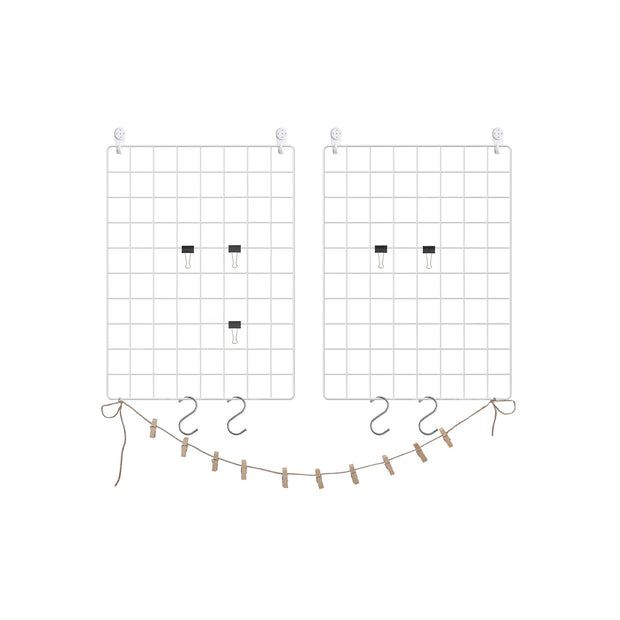 Wall Grid Photo Display – Metal Mesh – Rose Gold – Multifunctional Art Decor with Clips and Hemp Cord