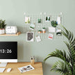 Wall Grid Photo Display – Metal Mesh – Rose Gold – Multifunctional Art Decor with Clips and Hemp Cord